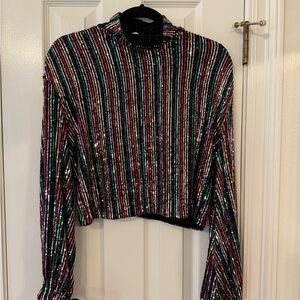 Free People Multicolor Sequin Striped Top